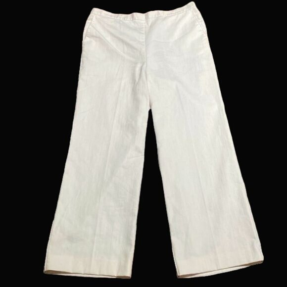 Alfred Dunner Pants - Alfred Dunner White Wide Leg Elastic Waist Cotton Polyester Blend Dress Pants 12